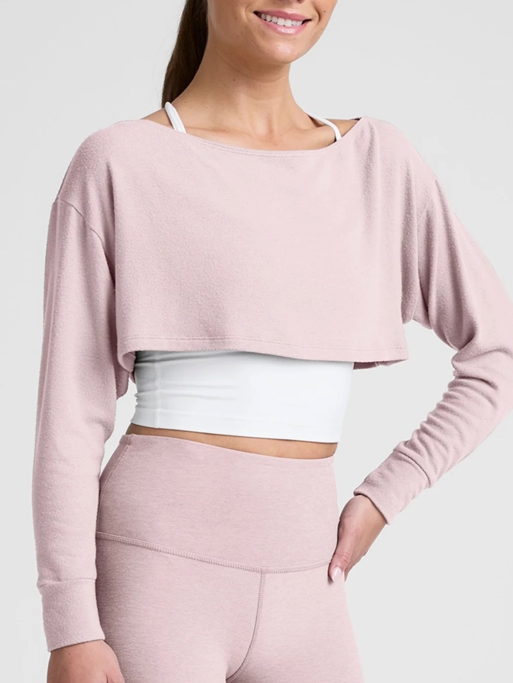 Beyond Yoga Duet 2-Way Convertible Shrug Pale Pink Size Small $78